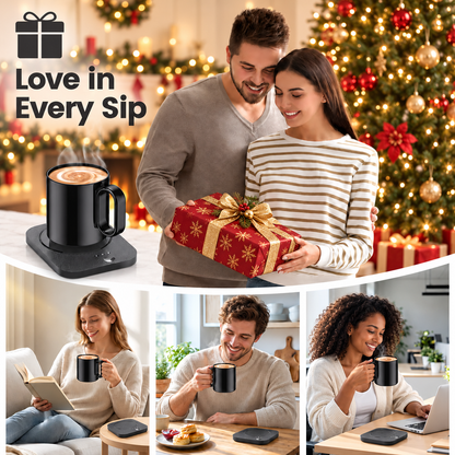 2-in-1 Heated Coffee Mug & Wireless Phone Charger, Constant Temperature Mug Warmer Set