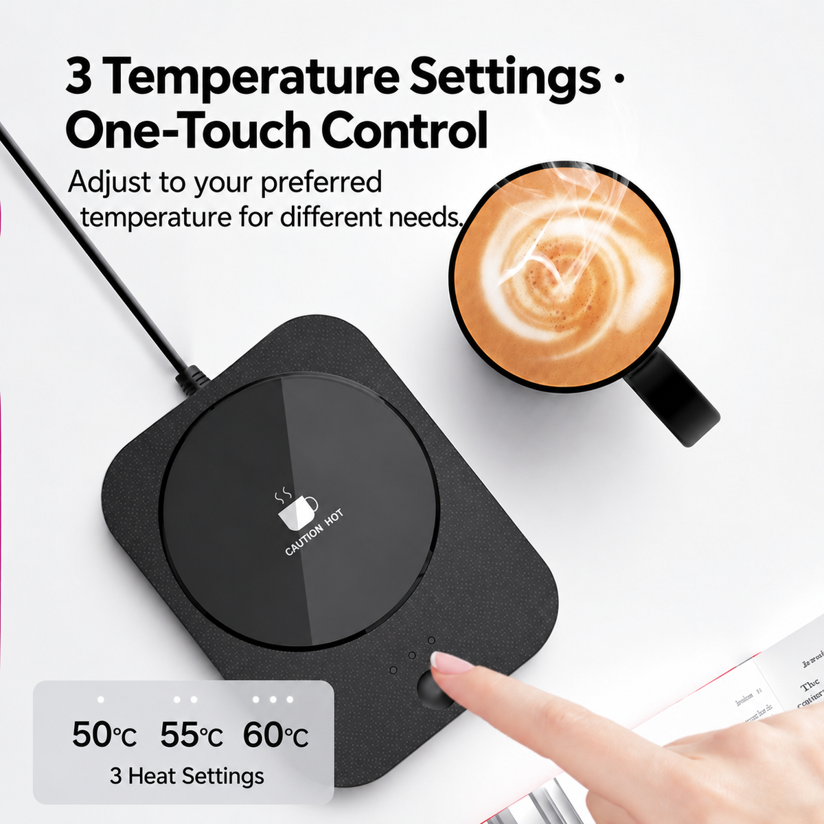 2-in-1 Heated Coffee Mug & Wireless Phone Charger, Constant Temperature Mug Warmer Set