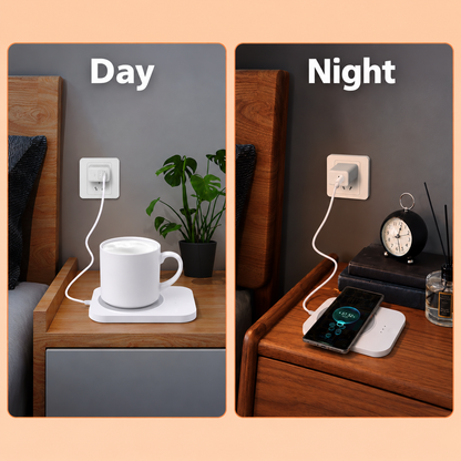 2-in-1 Heated Coffee Mug & Wireless Phone Charger, Constant Temperature Mug Warmer Set
