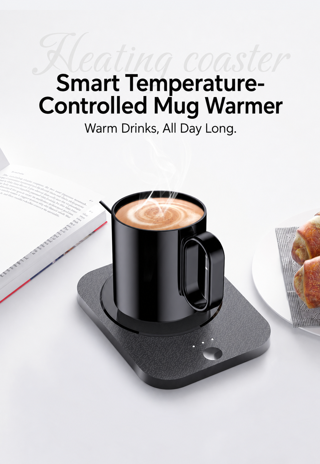 2-in-1 Heated Coffee Mug & Wireless Phone Charger, Constant Temperature Mug Warmer Set