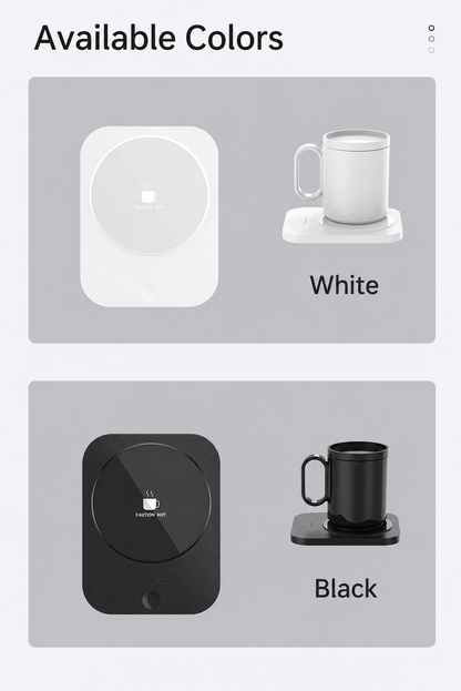 2-in-1 Heated Coffee Mug & Wireless Phone Charger, Constant Temperature Mug Warmer Set